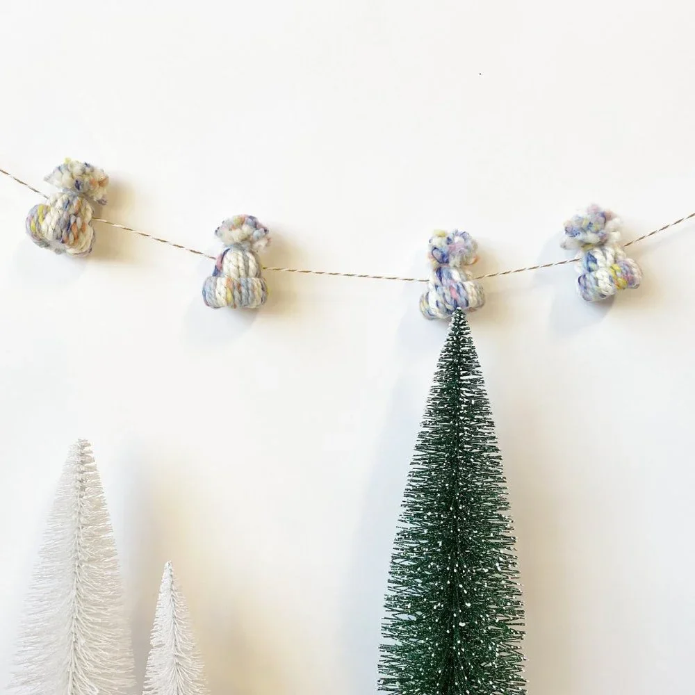 Handmade Winter Mini Knit Beanie Hat Christmas Garland Christmas Decorations